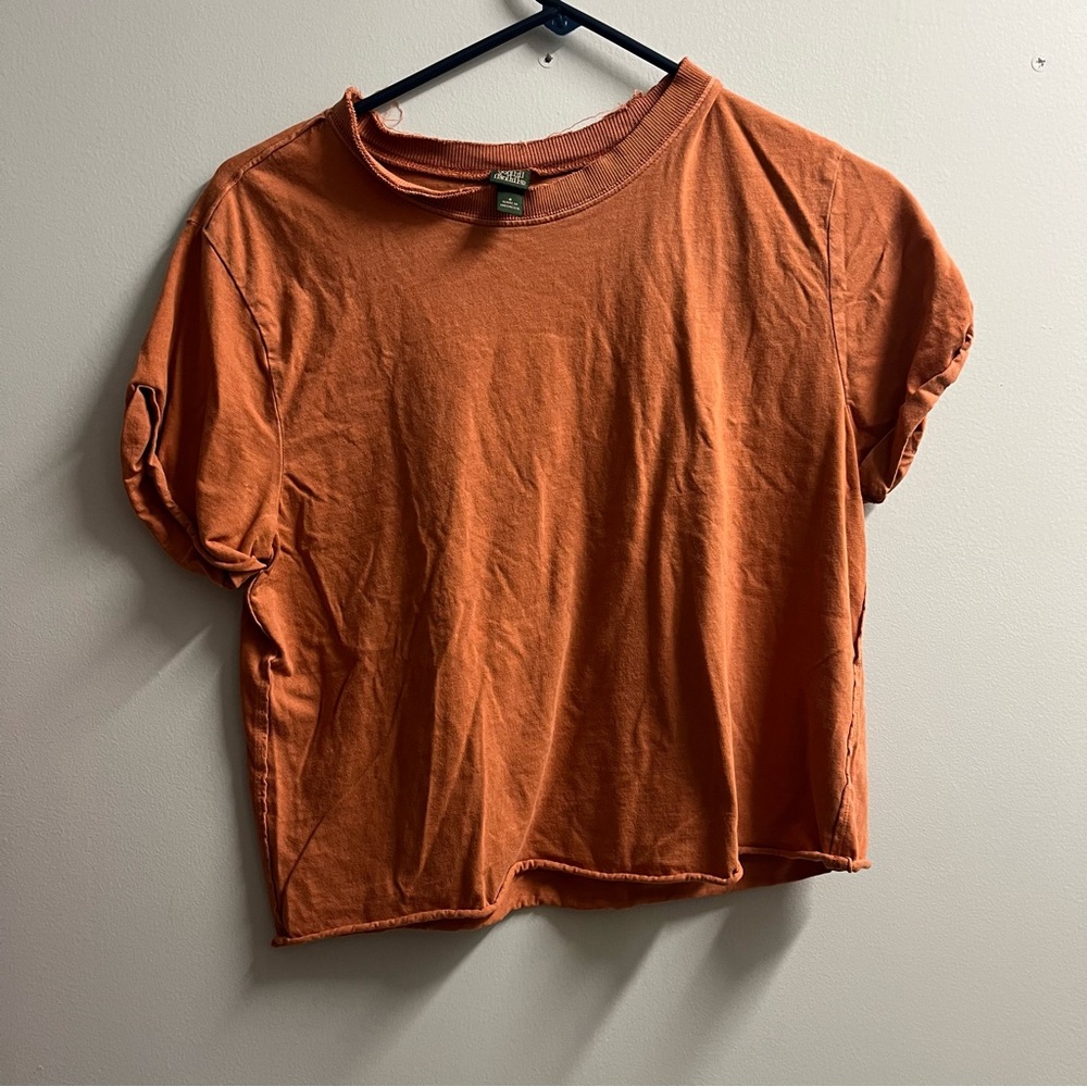 Wild Fable Distressed Orange Crop Short Sleeve